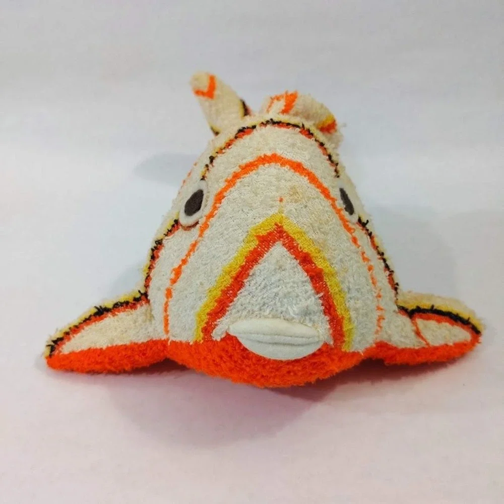 Vintage Dee Gee of California Terry Cloth Plush Fish Orange Striped Stuffed Toy